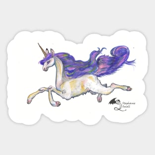 Llama Unicorn White Purple Mythological Animals wild Creatures beasts horses ponies pony magical Sticker